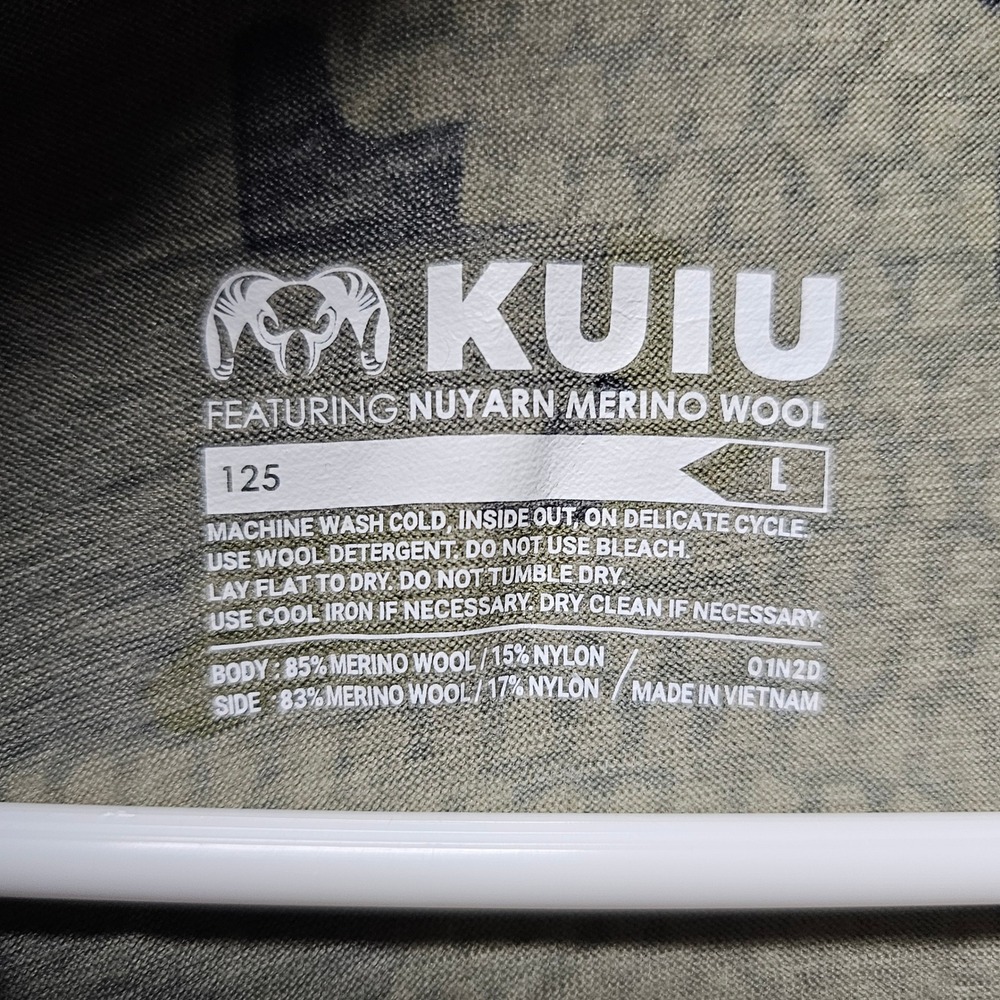 Kuiu Ultra Merino 125 Qtr Zip Camo Base Layer Shirt Men's Large DNT Construction